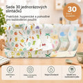 🔥50% SLEVA🔥 Balení 30 kusů 👶 Jednorázový dětský bryndák s nepropustnou 3D kapsou, voděodolný, tenký a praktický na cestování 🍽️