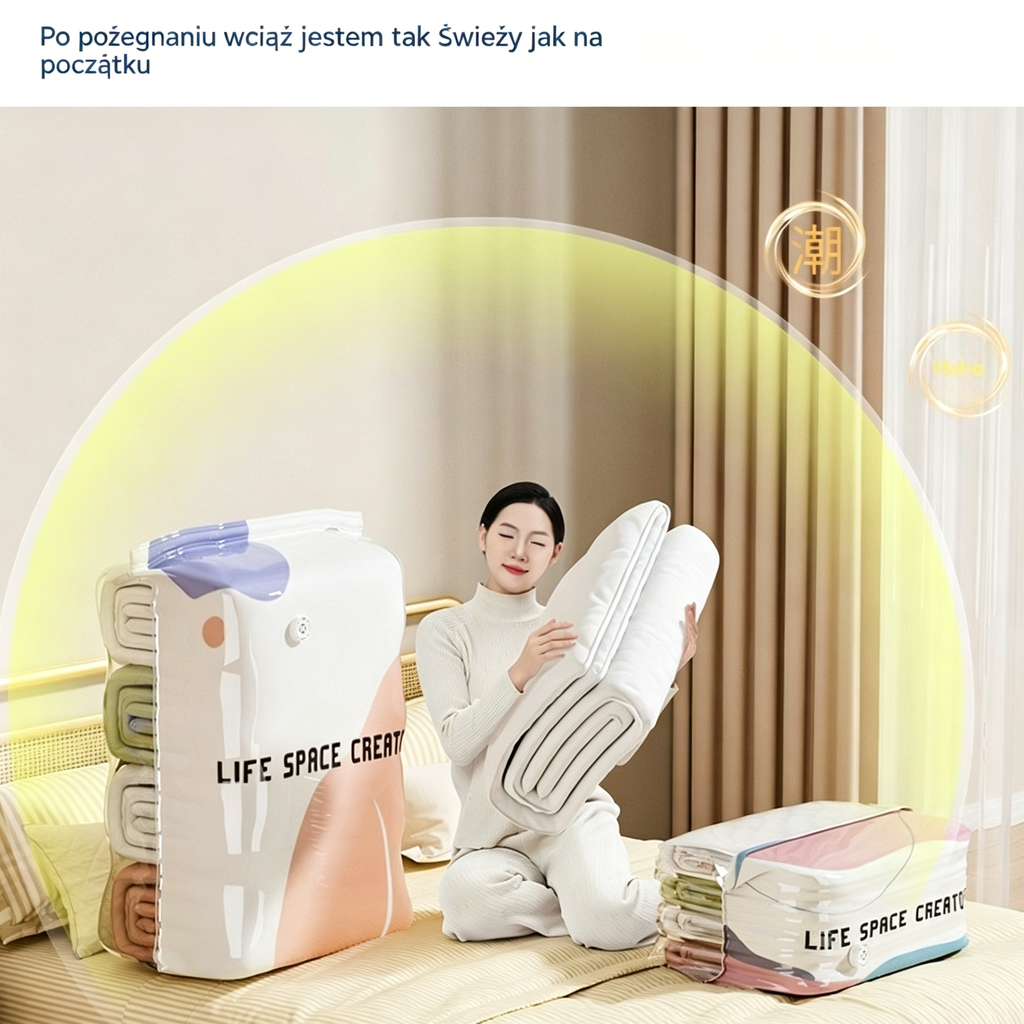 👕📦 [Sada 5 kusů!] Vakuové úložné pytle na oblečení – bez nutnosti použití pumpy | Zesílené provedení s dvojitým těsněním účinně brání prasknutí a úniku vzduchu.