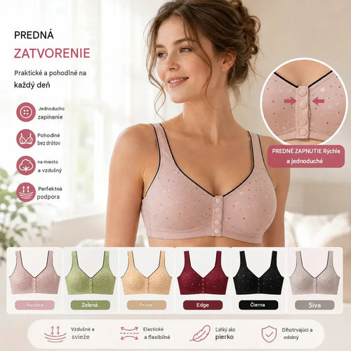 50% SLEVA 🔥👙【3dílná sada】Dámská podprsenka bez kostic se zapínáním vpředu, pro hmotnost 40–120 kg, pohodlná antibakteriální bavlněná podprsenka pro seniorky