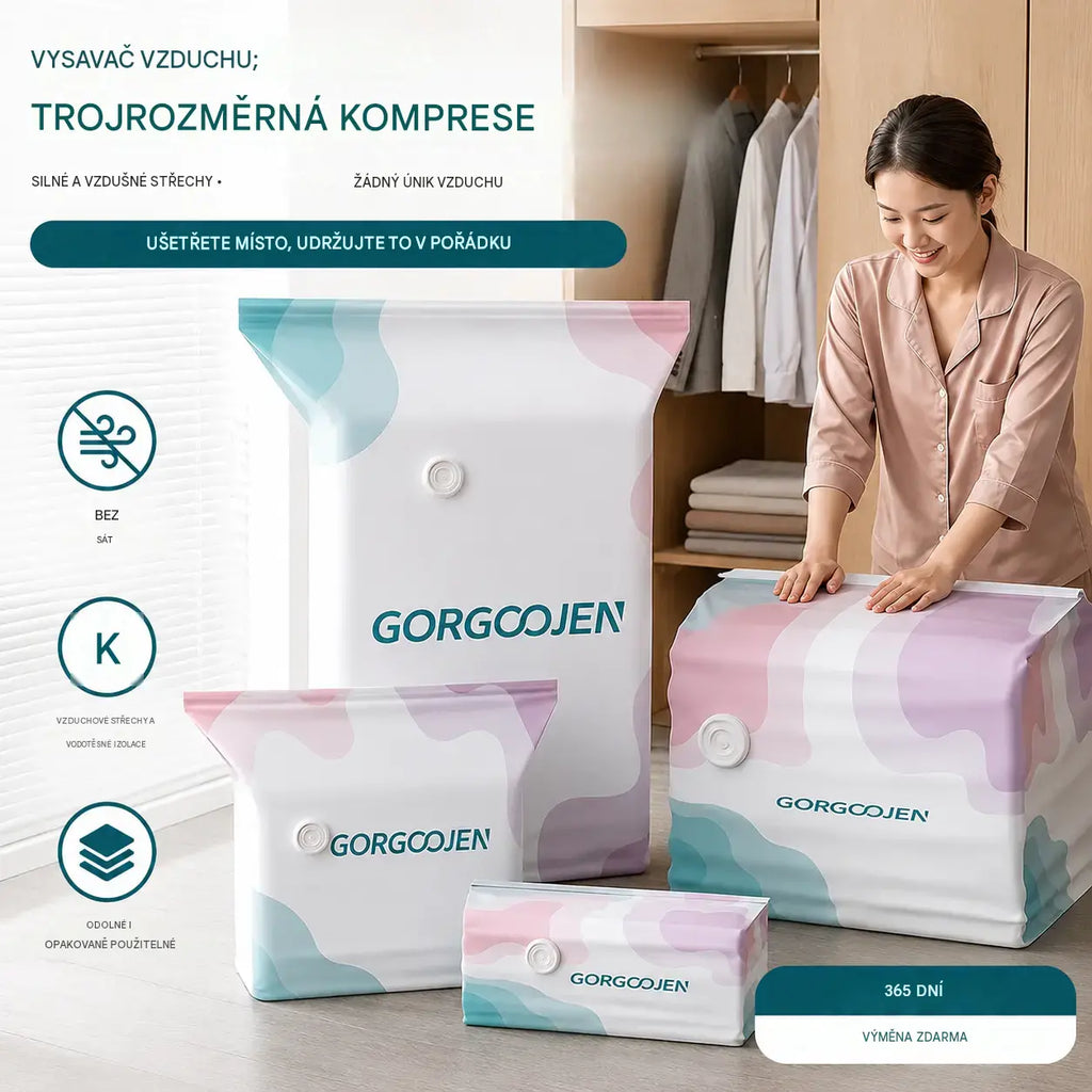 🔥 50% SLEVA | 【5 ks | 70*50*30 cm】Velké 3D kompresní úložné vaky bez pumpy – úspora místa doma i na cestách