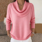 🔥50% SLEVA🧶【S–3XL】Dámský pletený svetr s plisovaným límcem, jednobarevný, měkký, volný střih, podzim/zima 2026