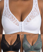 Poslední den – 50% sleva【3dílná sada】【L–4XL】plus size push-up prodyšná podprsenka bez kostic, bezšvový design s předním zapínáním