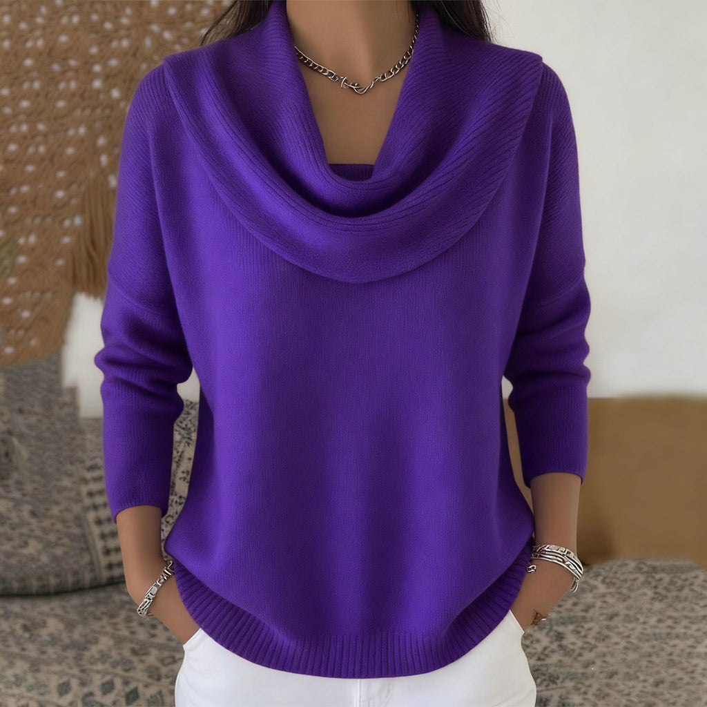 🔥50% SLEVA🧶【S–3XL】Dámský pletený svetr s plisovaným límcem, jednobarevný, měkký, volný střih, podzim/zima 2026