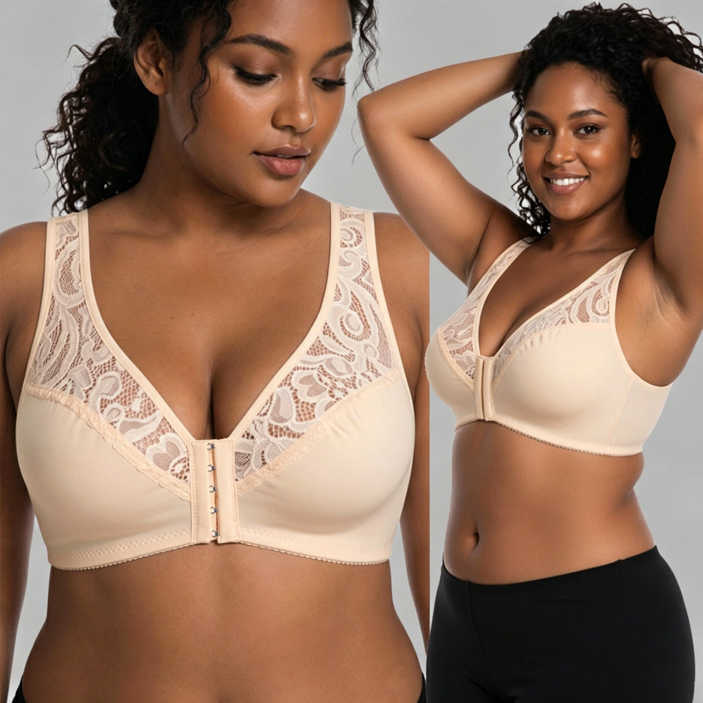 【3dílná sada】【L–4XL】plus size push-up prodyšná podprsenka bez kostic, bezšvový design s předním zapínáním