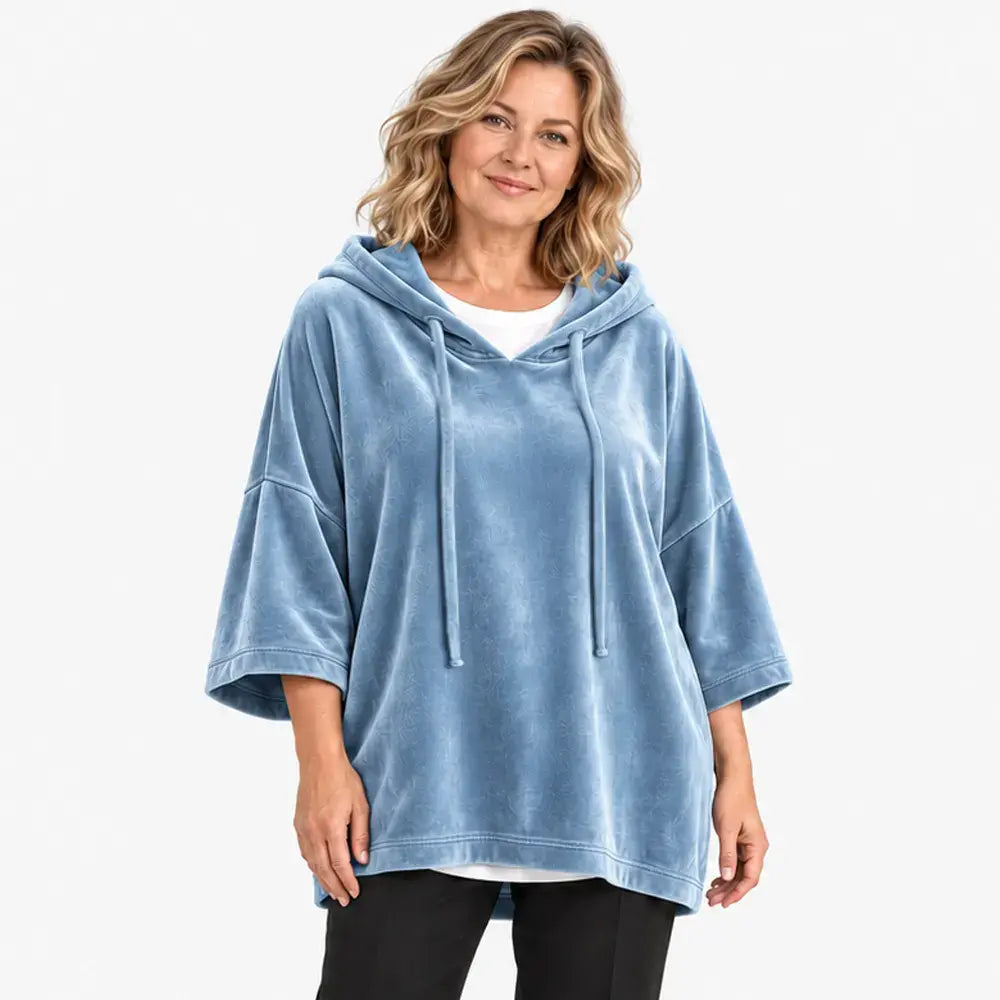 💥50% SLEVA✨【S-5XL】Dámská volná mikina s kapucí, 3/4 rukávy, sametová látka, podzim/zima 2026, ležérní univerzální top