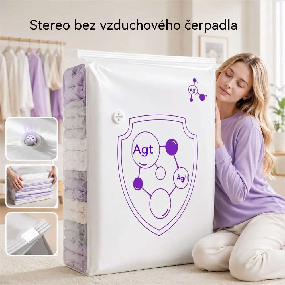 🔥 50% SLEVA | 【5 ks】Kompresní úložné vaky bez pumpy – antibakteriální, těsnící, na oblečení a přikrývky