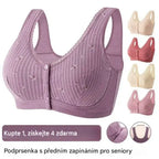 ✨Kupte 1 a získejte 4 zdarma✨ Novinka, dámská podprsenka bez kostic s předním zapínáním, široké ramínko, tenká měkká bavlna, velikosti 40–120 kg, velké velikosti pro seniorky
