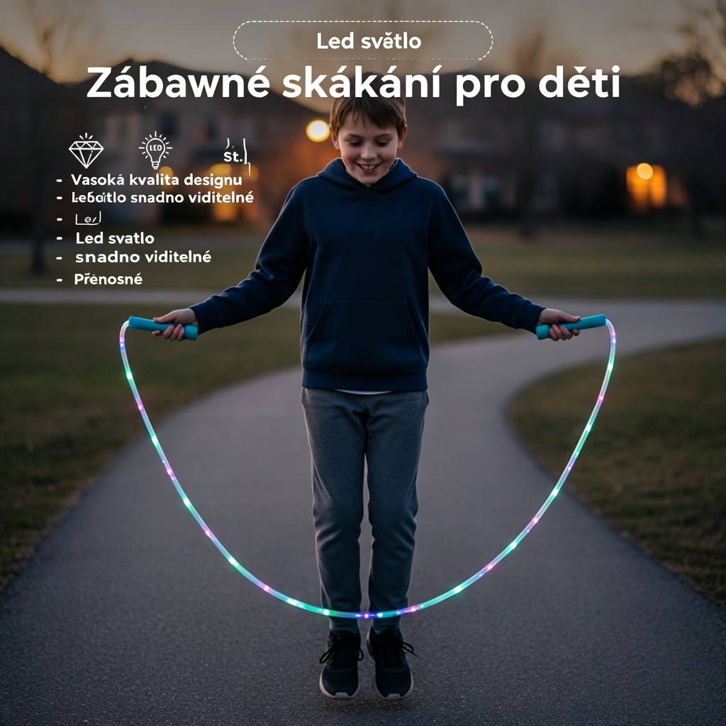 【Kupte jeden, druhý dostanete zdarma】LED svítící švihadlo, nárazuvzdorné provedení, dlouhá doba hraní!