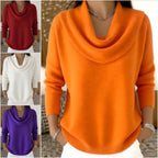 🔥50% SLEVA🧶【S–3XL】Dámský pletený svetr s plisovaným límcem, jednobarevný, měkký, volný střih, podzim/zima 2026