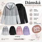 🔥50% SLEVA🔥【S–5XL】Dámská podzimní zimní bunda s kapucí, vlnkované prošívání, střih volný, barevný blok design, pohodlná přilnavá bunda 2026