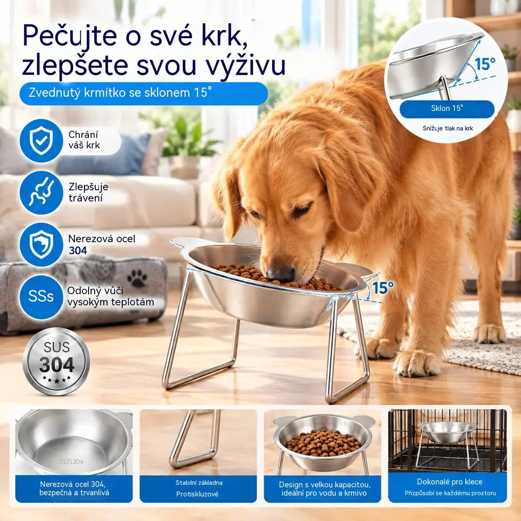 🎁Kupte 1, získejte 1 zdarma 🥣 Ortopedická nakloněná miska pro domácí mazlíčky o 15°, z nerezové oceli 304, odolná vůči vysokým teplotám