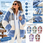🔥 Poslední den – 50% SLEVA ❄️ Nový dámský hřejivý kabát 2026, zateplený plyšový design s kontrastními pruhy, kapuce, zip a kapsy, volný střih, velikosti S–5XL ✅ Platba na dobírku