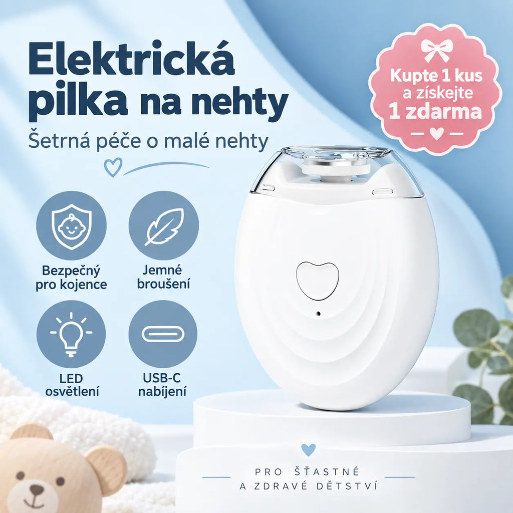 💅 Kupte 1 kus a získejte 1 zdarma! ✨ Automatický elektrický pilník na nehty, bezpečný pro kojence a děti, šetrná péče o nehty, multifunkční domácí úprava nehtů 👶🔧