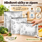 🔥50% SLEVA🔥【30 kusů】Potravinářské hliníkové fóliové sáčky se zipem, zesílené, uchovávají čerstvost, domácí kuchyně, vhodné do lednice