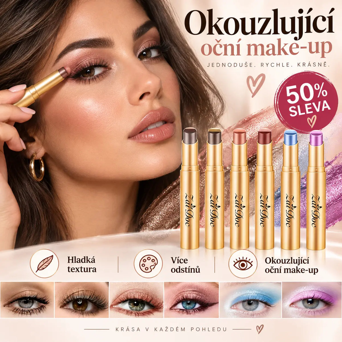 🔥50% SLEVA🔥 🏳️‍🌈 Barevná tyčinka na oční stíny Zephoco, hladká textura, okouzlující oční make-up, více odstínů na výběr 👁️