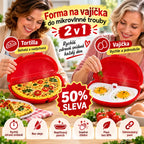 🔥50% SLEVA🔥 Forma na vajíčka do mikrovlnné trouby 2 v 1 – rychlá zdravá snídaně bez oleje, odnímatelný pant, nepřilnavý povrch, snadné čištění, plast bez BPA ✨