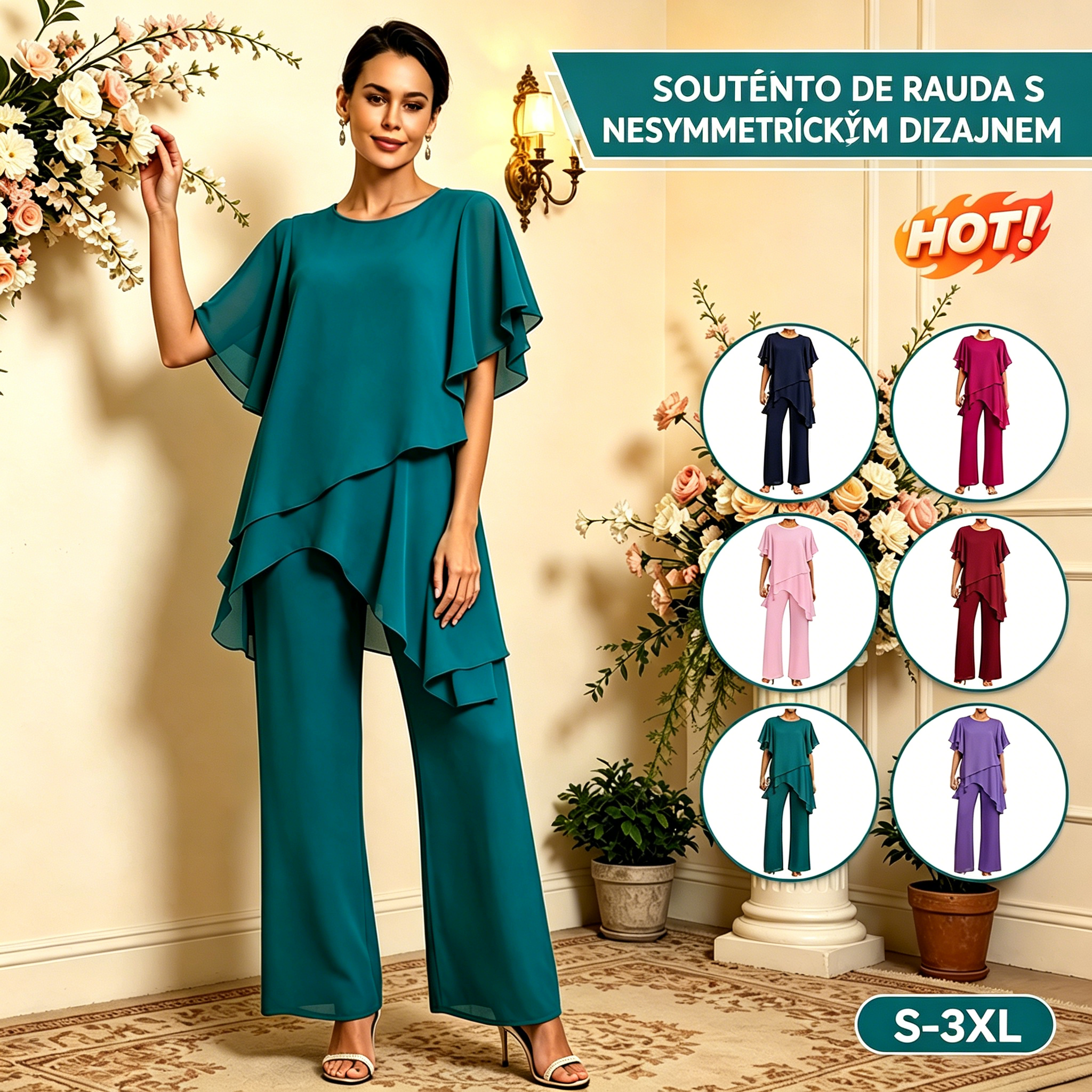 【S-3XL】Elegantní šifonový oblek