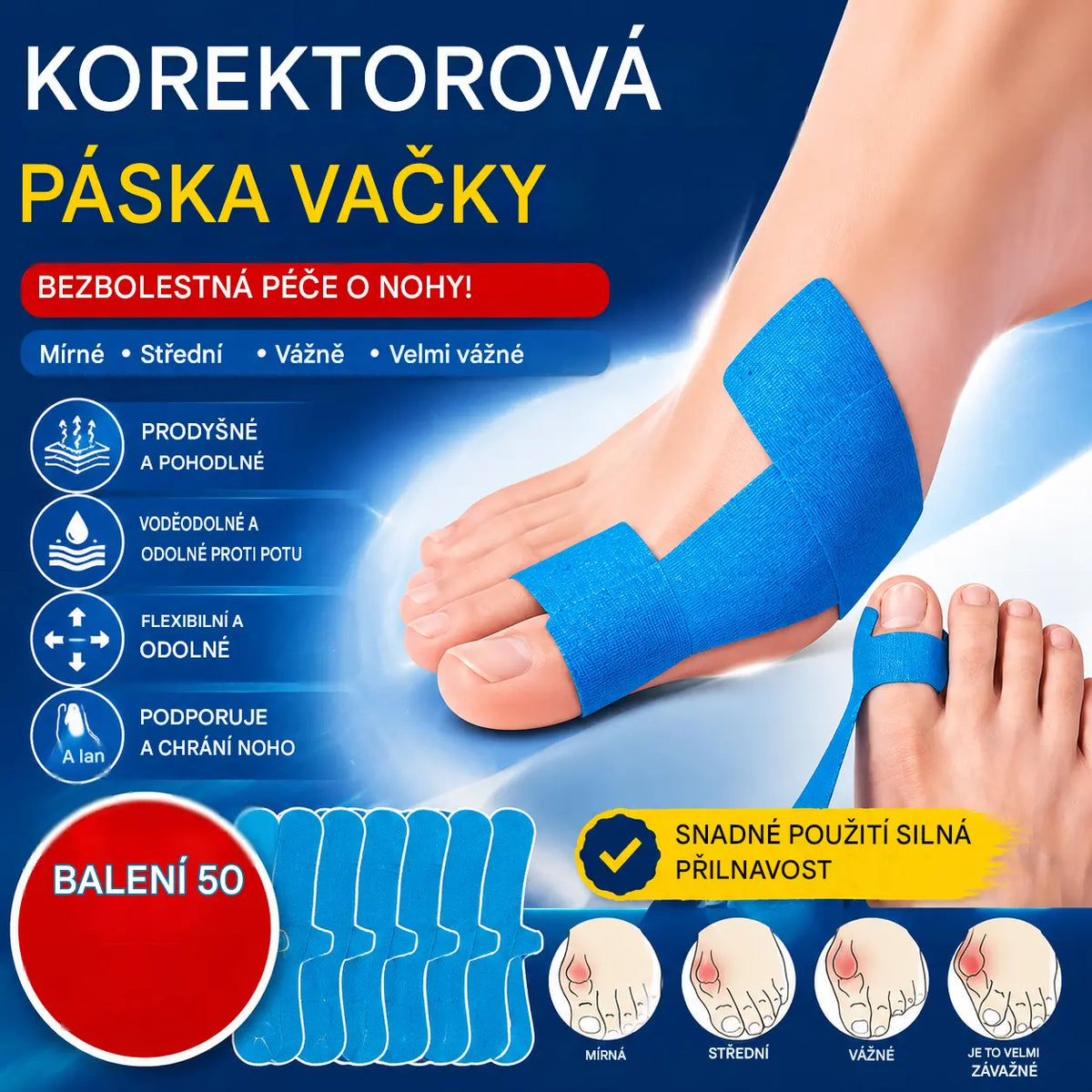 💥50% SLEVA💥【50 ks】Flexibilní chránič prstů, náplast na korekci palce u nohy, sportovní bandáž proti oděru, korekce vybočeného palce