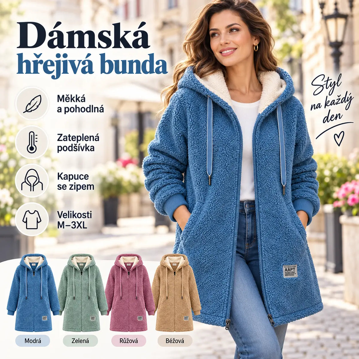 💥50% SLEVA🎉⛄【M-3XL】Dámská středně dlouhá bunda z ovčího rouna, zateplená a zesílená, zipová bunda s výšivkou, podzim/zima 2026