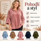 💥50% SLEVA✨【S-5XL】Dámská volná mikina s kapucí, 3/4 rukávy, sametová látka, podzim/zima 2026, ležérní univerzální top