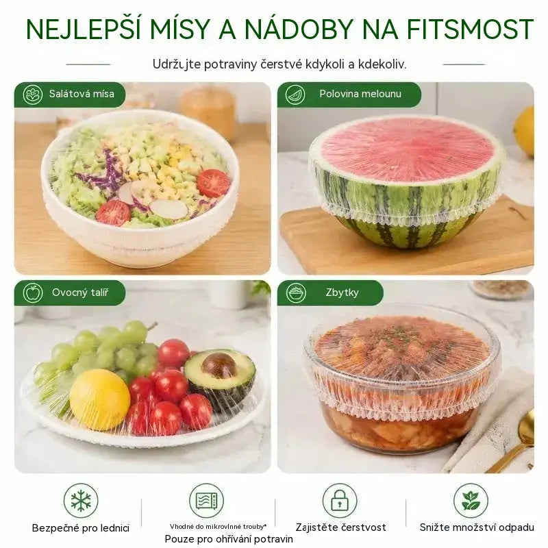 🔥50% SLEVA✨500 ks Opakovaně použitelných potravinářských fólií s pružným okrajem, domácí ochranné návleky na nádoby