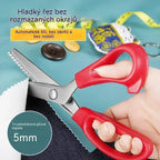 💥50% SLEVA💥✂️ Šicí krajkové nůžky z nerezové oceli s červenou rukojetí, zubaté okraje, nůžky na látku a kůži pro šití a ruční práce