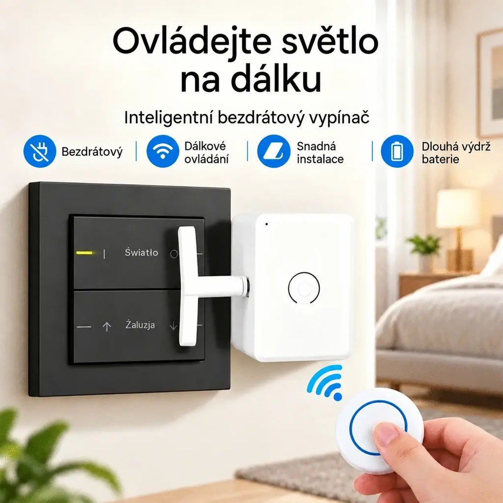 【50% SLEVA】📱💡 Inteligentní bezdrátový dálkový ovladač světla, vypínač bez kabelů, snadná samolepicí instalace, ideální pro byty a koleje