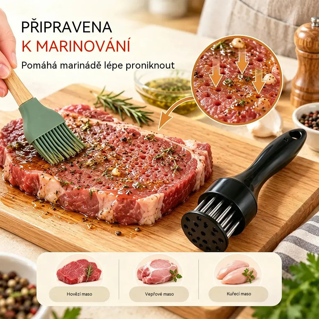 【50% SLEVA】21bodová jehla na změkčování masa z nerezové oceli – 🔥Praktický kuchyňský nástroj na steaky, grilování a vaření