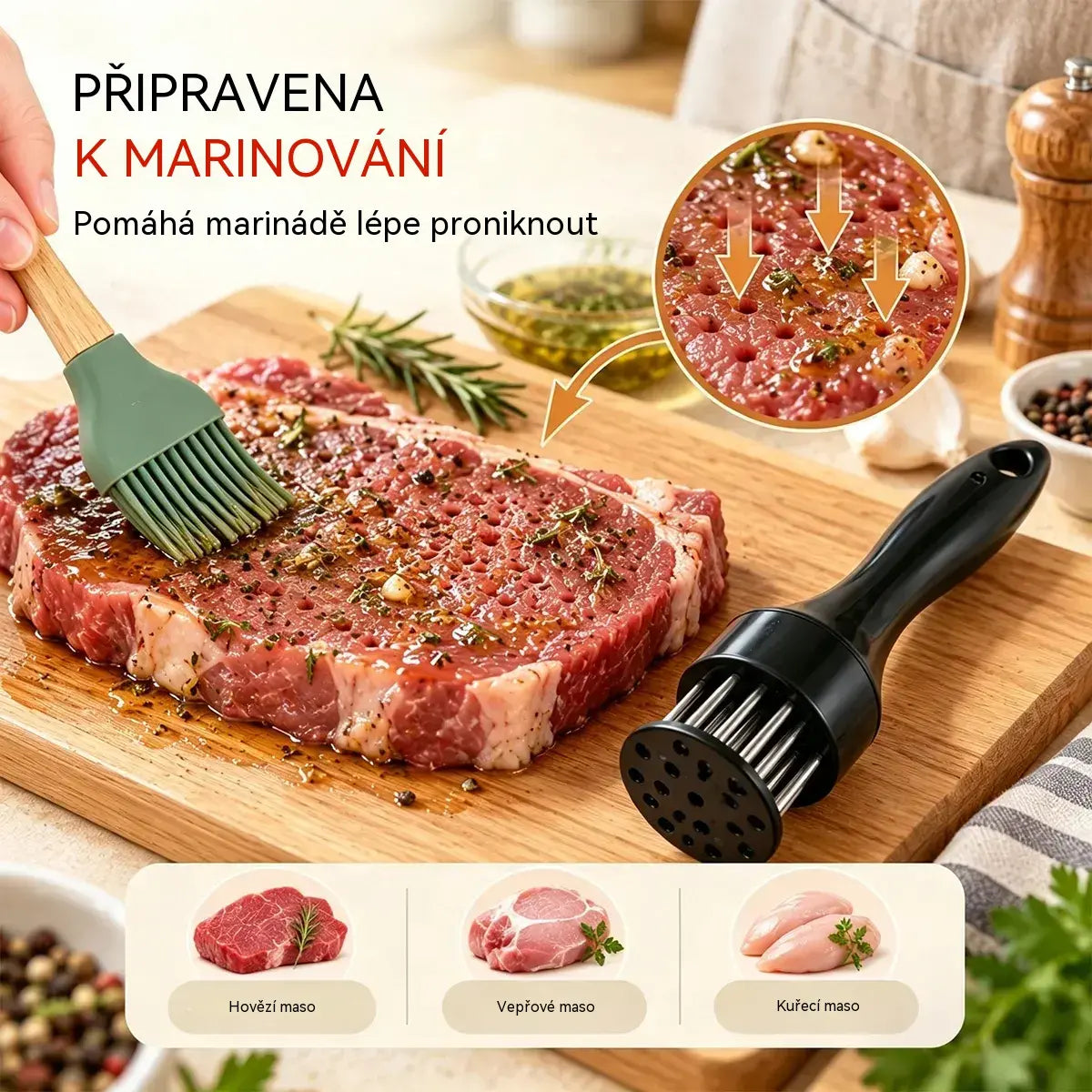 【50% SLEVA】21bodová jehla na změkčování masa z nerezové oceli – 🔥Praktický kuchyňský nástroj na steaky, grilování a vaření