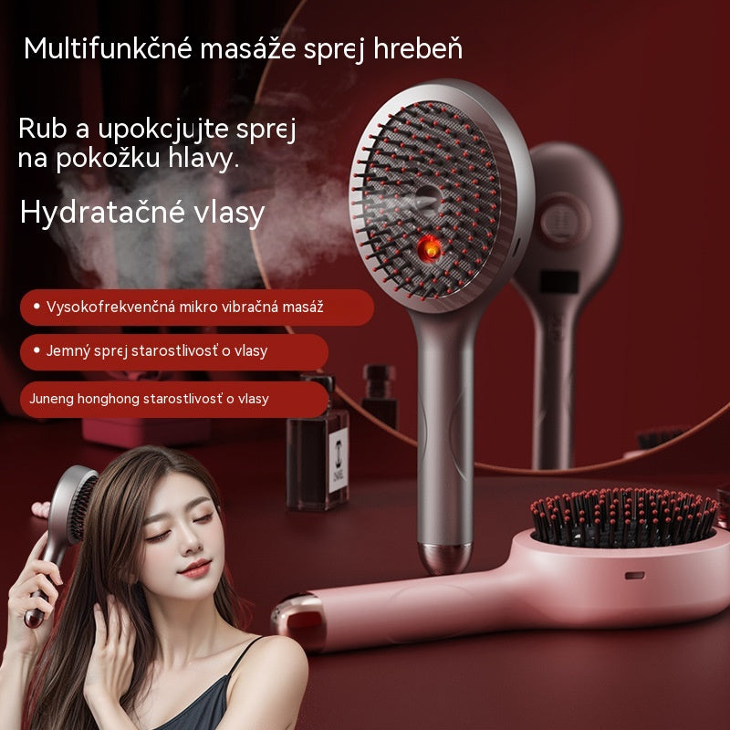 💆‍♀️Masážní hřeben s funkcí rozprašování uvolňuje pokožku hlavy, je vhodný pro styling a domácí péči o vlasy a má také funkci vibrační masáže.