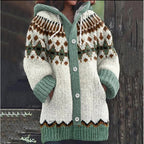 🔥50% SLEVA🔥 ✨Nová dámská pletená bunda s kapucí, geometrický vzor, zapínání na knoflíky, podzim/zima, velikosti S–5XL