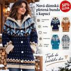 🔥50% SLEVA🔥 ✨Nová dámská pletená bunda s kapucí, geometrický vzor, zapínání na knoflíky, podzim/zima, velikosti S–5XL