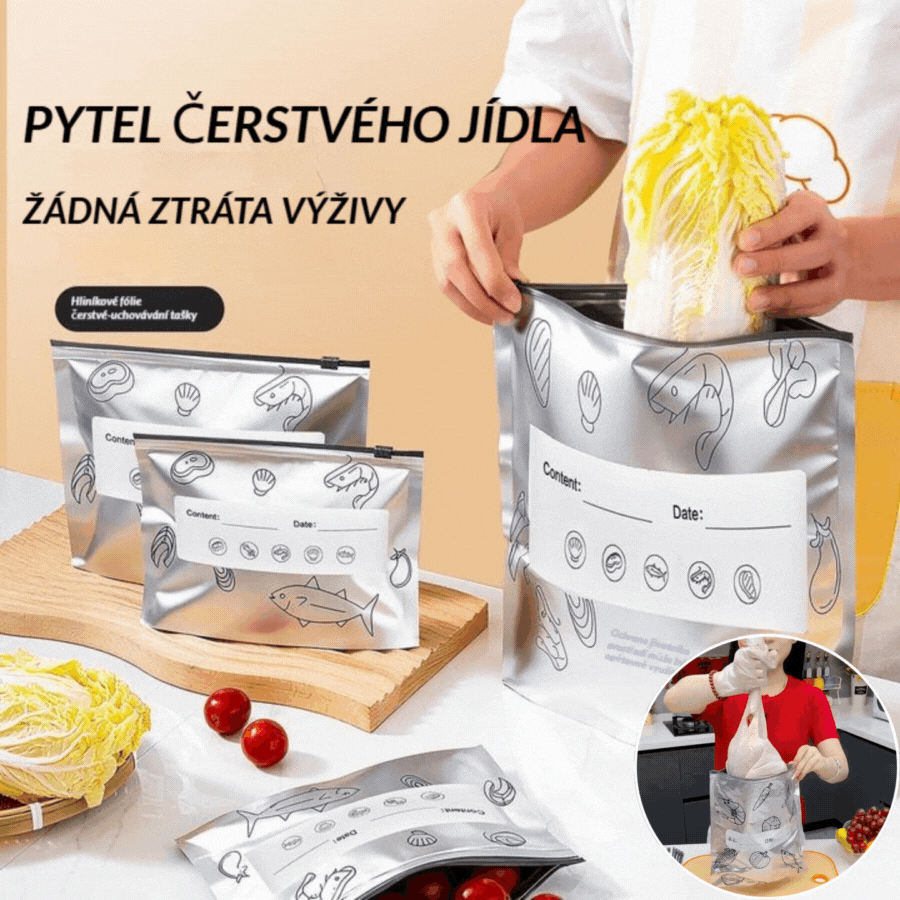 🔥50% SLEVA🔥【30 kusů】Potravinářské hliníkové fóliové sáčky se zipem, zesílené, uchovávají čerstvost, domácí kuchyně, vhodné do lednice