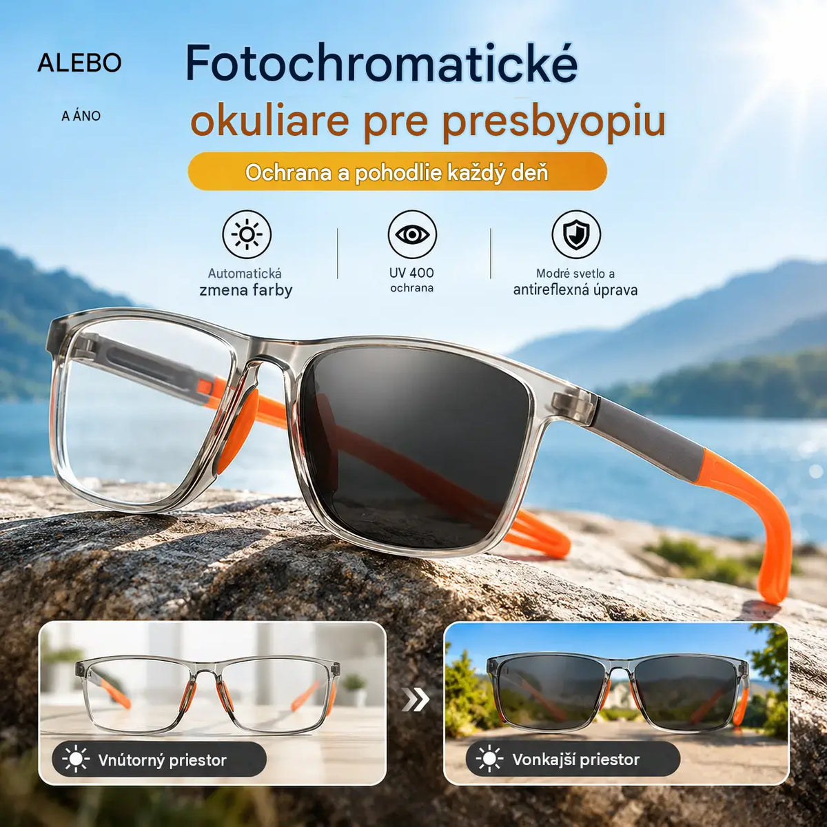 🔥50% SLEVA🔥 Fotochromatické čtecí brýle pro seniory, ultralehké, dvouohniskové, blokují modré světlo a UV záření, vysoké rozlišení