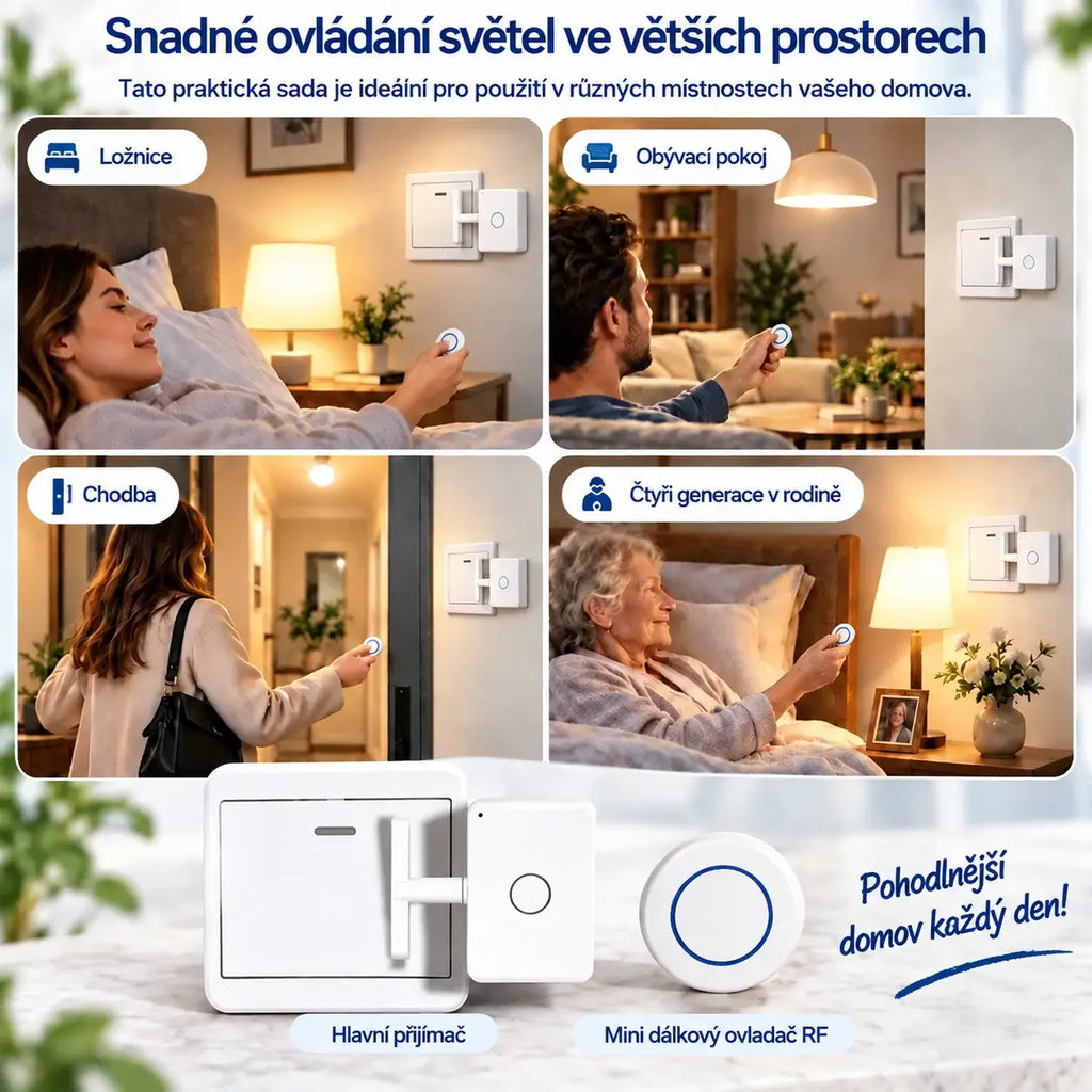 【50% SLEVA】📱💡 Inteligentní bezdrátový dálkový ovladač světla, vypínač bez kabelů, snadná samolepicí instalace, ideální pro byty a koleje