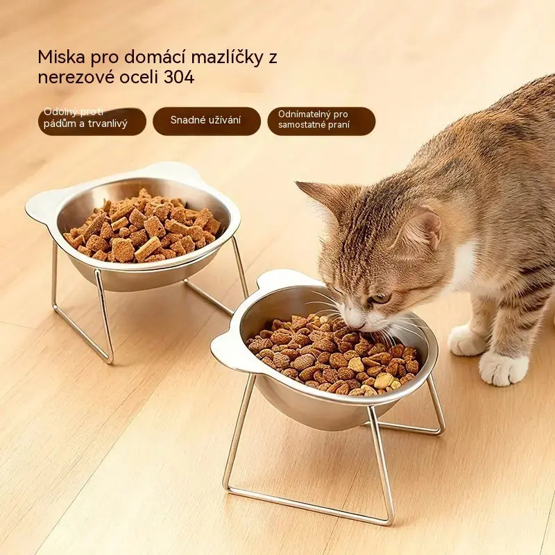 🎁Kupte 1, získejte 1 zdarma 🥣 Ortopedická nakloněná miska pro domácí mazlíčky o 15°, z nerezové oceli 304, odolná vůči vysokým teplotám