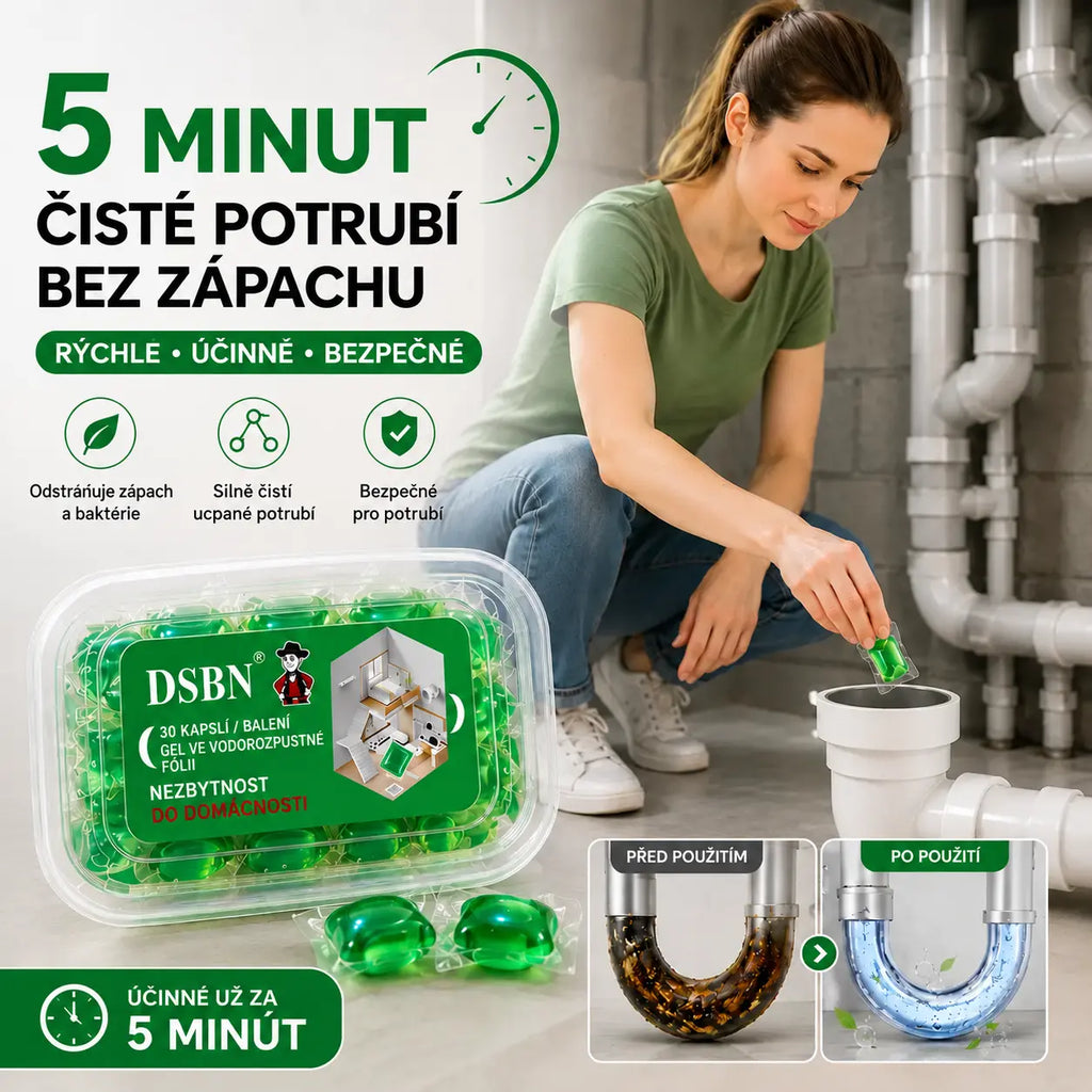 【Kup 1, dostaneš 1 zdarma】2 krabičky (celkem 100 tablet)🏠💧Deodorační kapsle Drain – bioenzymové složení neutralizuje pachy přímo u jejich zdroje, proti návratu zápachu v kuchyni, koupelně a odtocích