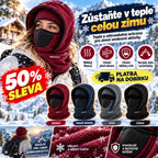 【50% SLEVA】🎉🧣❄️ Dvouvrstvá fleecová čepice s integrovaným šátkem, teplá a větruodolná, chrání obličej a krk, vhodná na lyžování, cyklistiku a zimní venkovní aktivity