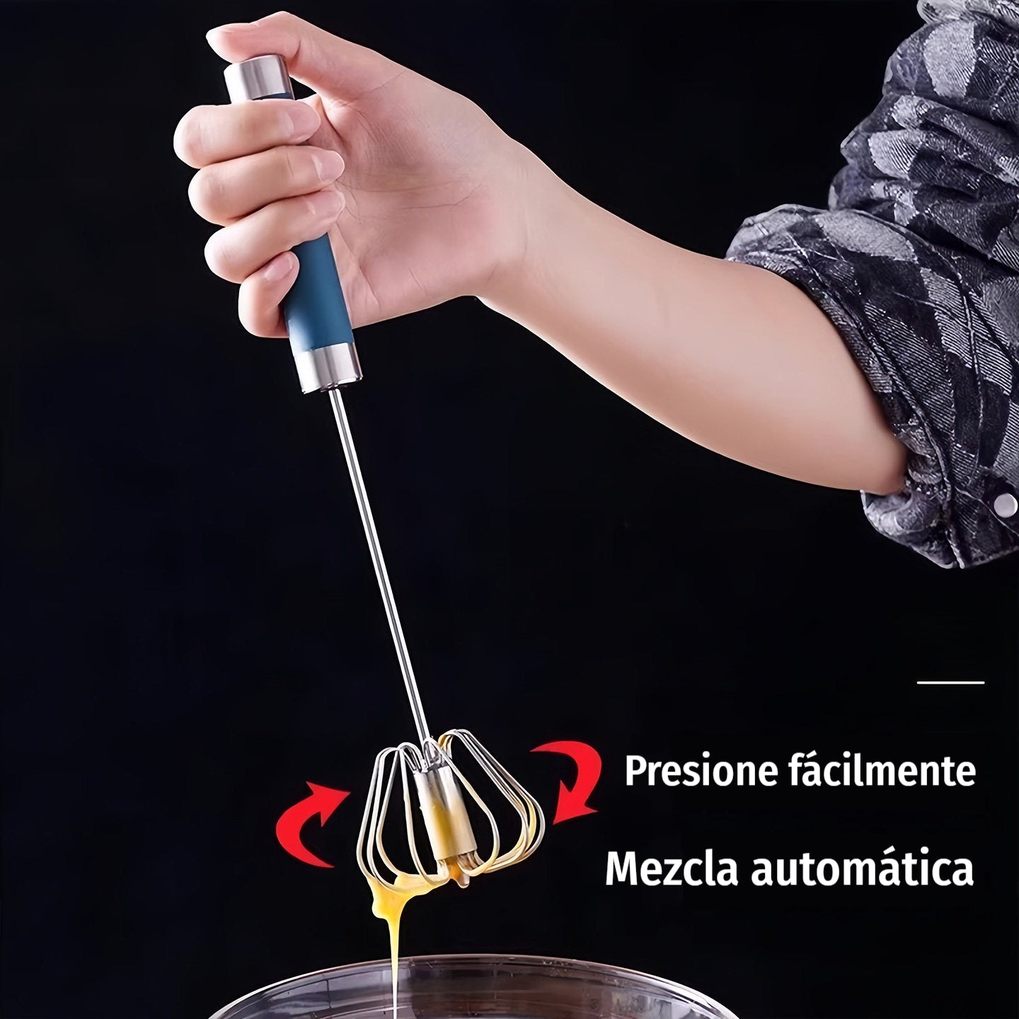 【2dílná sada】Poloautomatický šlehač vajec z nerezové oceli