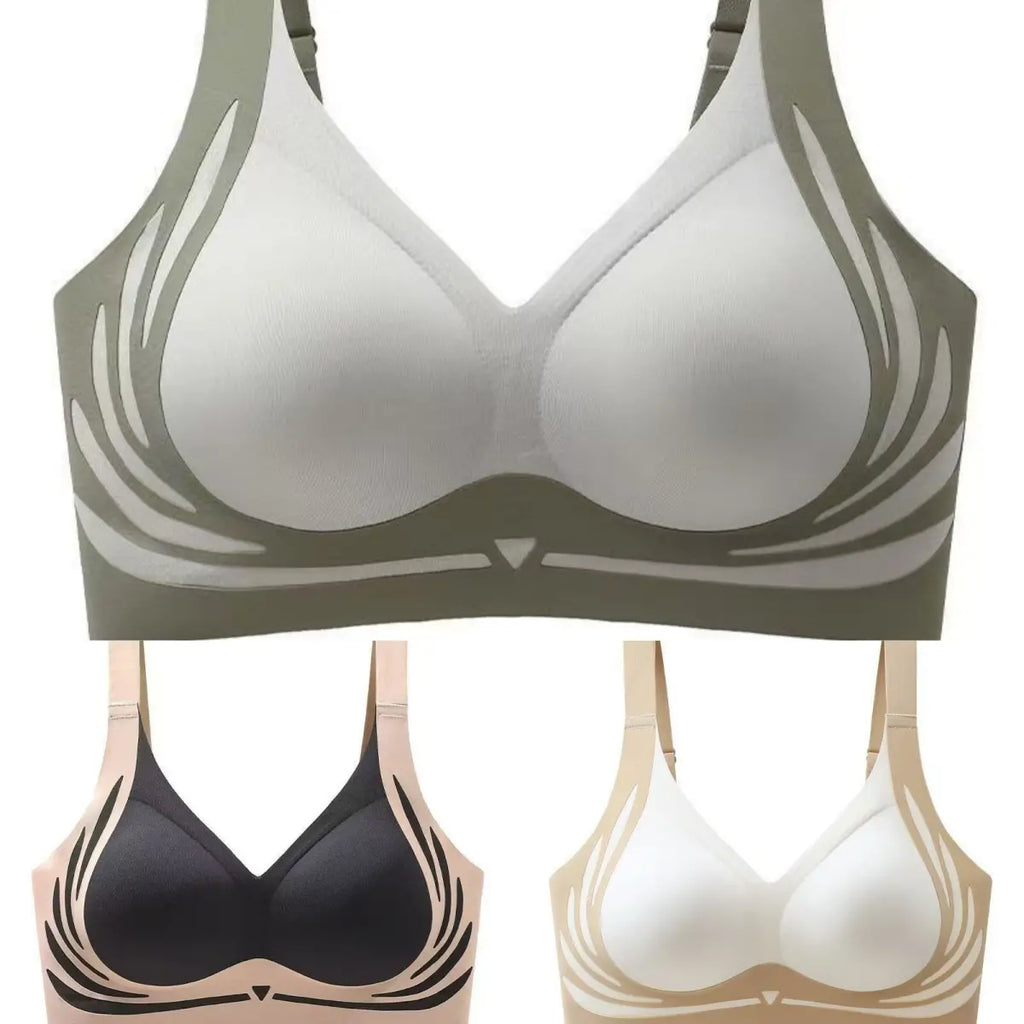 Sleva 50% 🔥👙【3dílná sada】Dámská bezešvá podprsenka bez kostic, zvedací popruh, shromažďuje prsa, brání poklesu, sbírá boční tuk, sportní tílko pro ženy【40–85 kg】