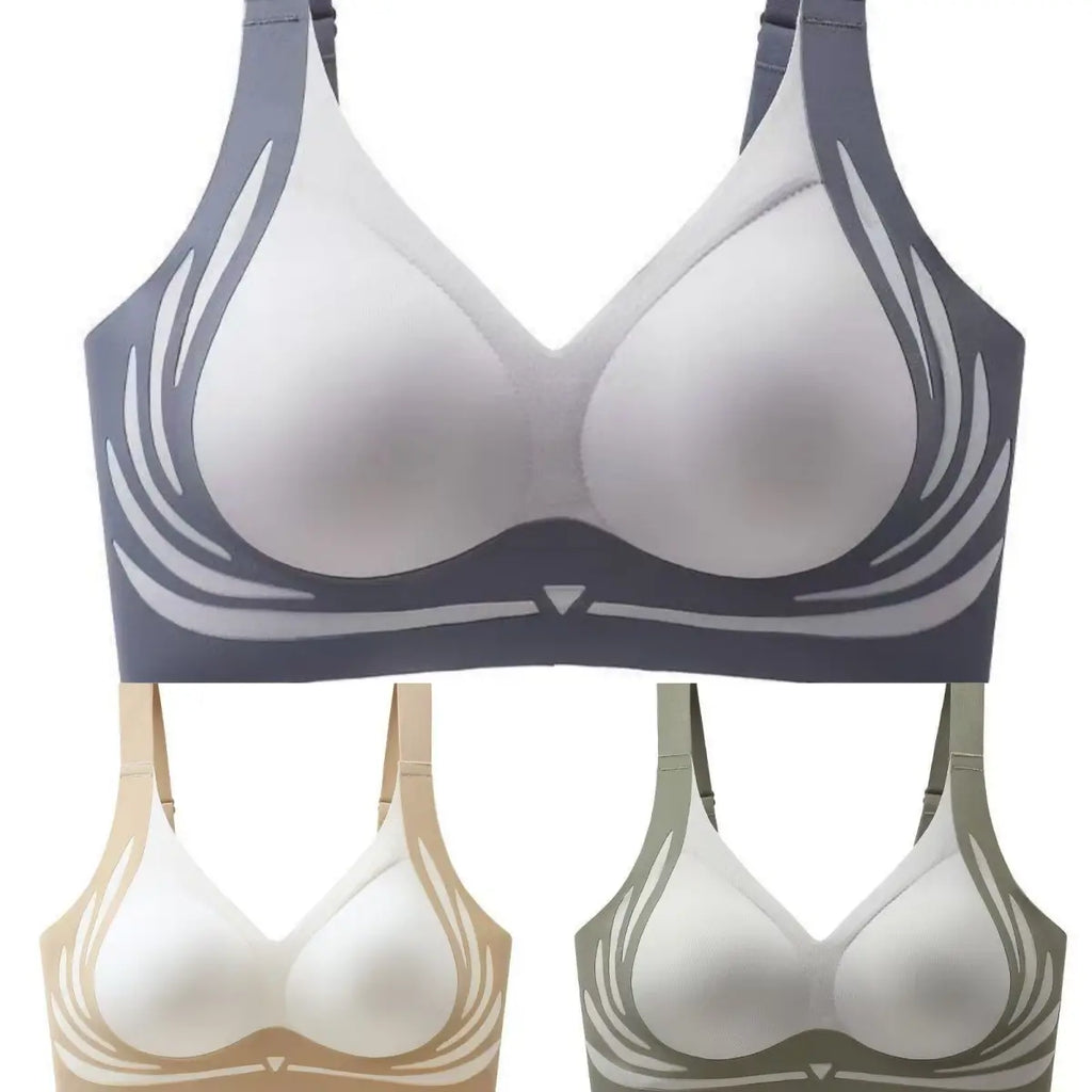 Sleva 50% 🔥👙【3dílná sada】Dámská bezešvá podprsenka bez kostic, zvedací popruh, shromažďuje prsa, brání poklesu, sbírá boční tuk, sportní tílko pro ženy【40–85 kg】