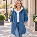 💥50% SLEVA🎉⛄【M-3XL】Dámská středně dlouhá bunda z ovčího rouna, zateplená a zesílená, zipová bunda s výšivkou, podzim/zima 2026
