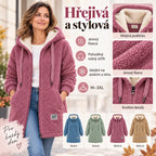 💥50% SLEVA🎉⛄【M-3XL】Dámská středně dlouhá bunda z ovčího rouna, zateplená a zesílená, zipová bunda s výšivkou, podzim/zima 2026